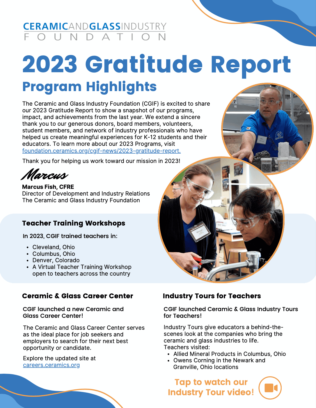 2023 Gratitude Report Ceramic and Glass Industry Foundation