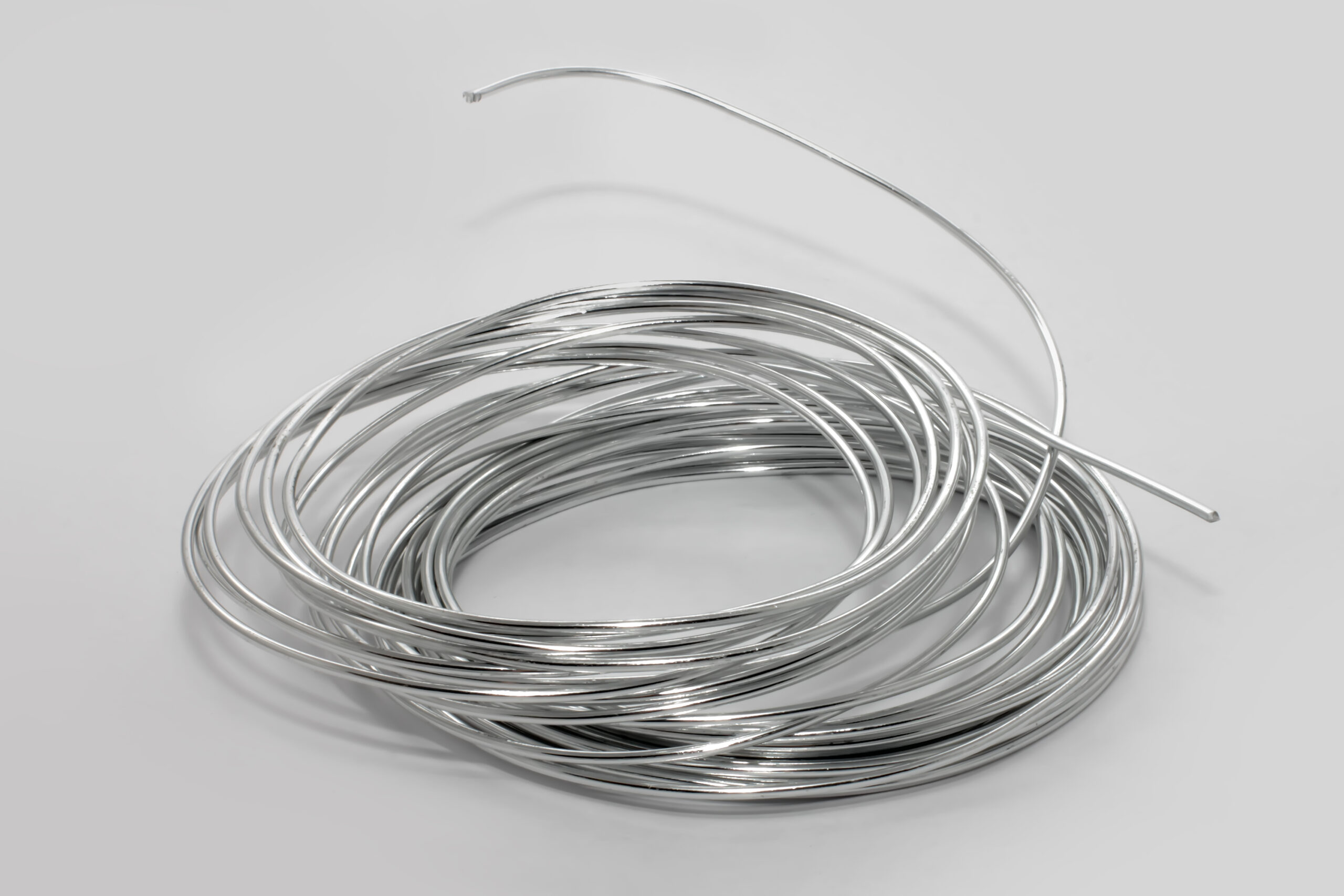 Aluminum,Wire,On,White,Background